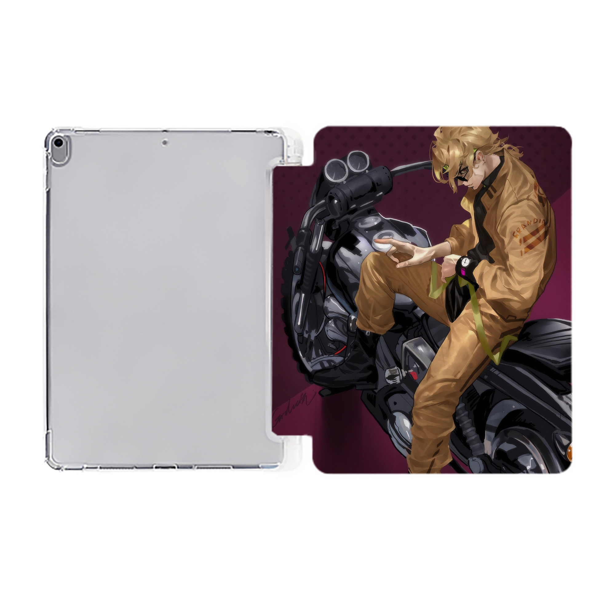 （画像用） ジョジョの奇妙な冒険 JoJo's Bizarre Adventure IPad ケース ペン収納付き 三つ折りスタンド PUレザー×シリコン 対応機種9.5/10.5/10.9インチ